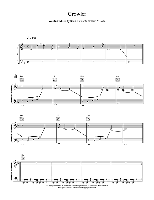 Learn to play Space Growler sheet music for Piano, Vocal & Guitar (Right-Hand Melody) in minutes. Space Growler sheet music notes and chords. Download Printable PDF.