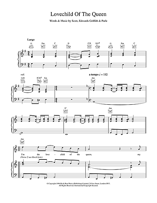 Learn to play Space Lovechild Of The Queen sheet music for Piano, Vocal & Guitar (Right-Hand Melody) in minutes. Space Lovechild Of The Queen sheet music notes and chords. Download Printable PDF.