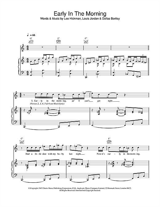 Learn to play Van Morrison Early In The Morning sheet music for Piano, Vocal & Guitar in minutes. Van Morrison Early In The Morning sheet music notes and chords. Download Printable PDF.