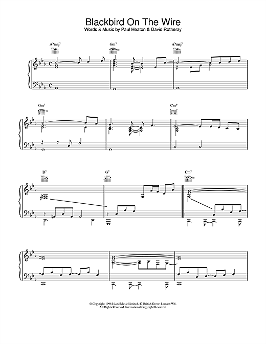 Learn to play The Beautiful South Blackbird On The Wire sheet music for Piano, Vocal & Guitar (Right-Hand Melody) in minutes. The Beautiful South Blackbird On The Wire sheet music notes and chords. Download Printable PDF.