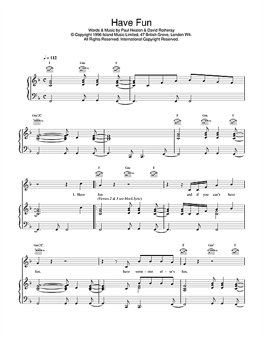 Learn to play The Beautiful South Have Fun sheet music for Piano, Vocal & Guitar (Right-Hand Melody) in minutes. The Beautiful South Have Fun sheet music notes and chords. Download Printable PDF.