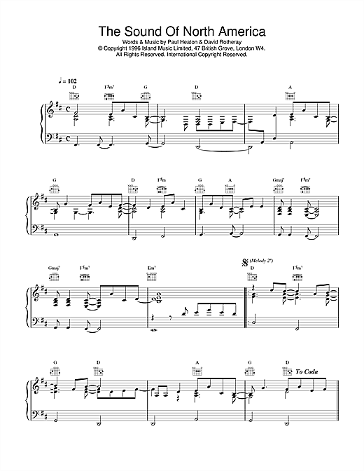 Learn to play The Beautiful South The Sound Of North America sheet music for Piano, Vocal & Guitar (Right-Hand Melody) in minutes. The Beautiful South The Sound Of North America sheet music notes and chords. Download Printable PDF.