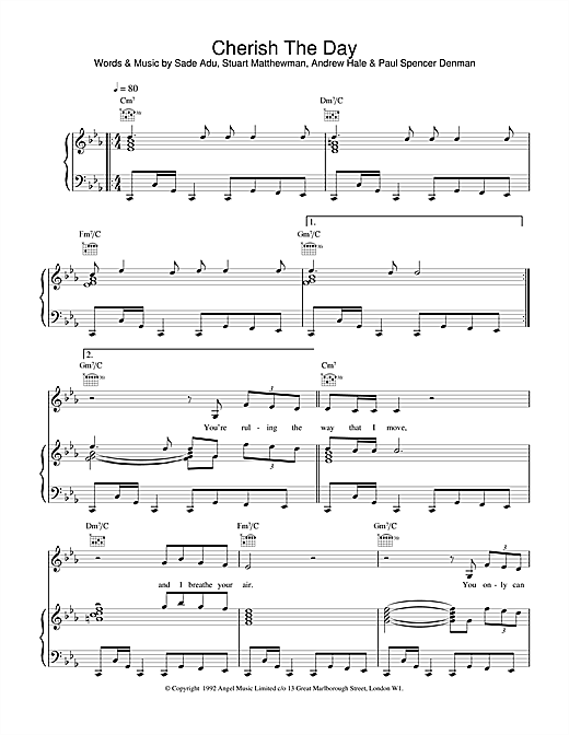 Learn to play Sade Cherish The Day sheet music for Piano, Vocal & Guitar (Right-Hand Melody) in minutes. Sade Cherish The Day sheet music notes and chords. Download Printable PDF.