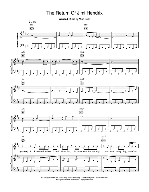 Learn to play Waterboys The Return Of Jimi Hendrix sheet music for Piano, Vocal & Guitar in minutes. Waterboys The Return Of Jimi Hendrix sheet music notes and chords. Download Printable PDF.