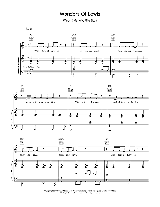 Learn to play Waterboys Wonders Of Lewis sheet music for Piano, Vocal & Guitar in minutes. Waterboys Wonders Of Lewis sheet music notes and chords. Download Printable PDF.