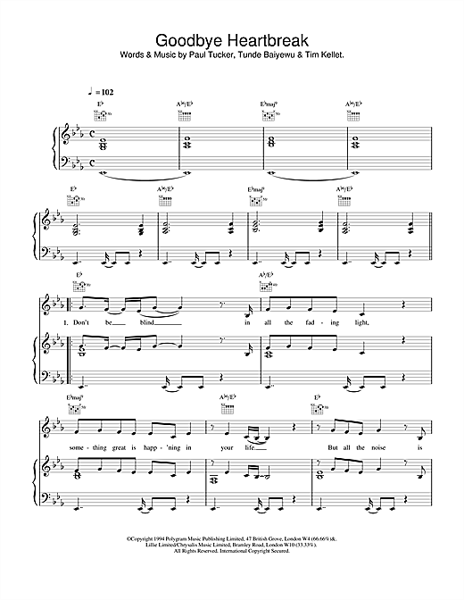 Learn to play The Lighthouse Family Goodbye Heartbreak sheet music for Piano, Vocal & Guitar (Right-Hand Melody) in minutes. The Lighthouse Family Goodbye Heartbreak sheet music notes and chords. Download Printable PDF.