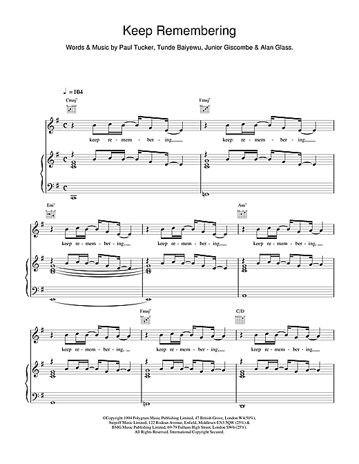 Learn to play The Lighthouse Family Keep Remembering sheet music for Piano, Vocal & Guitar (Right-Hand Melody) in minutes. The Lighthouse Family Keep Remembering sheet music notes and chords. Download Printable PDF.