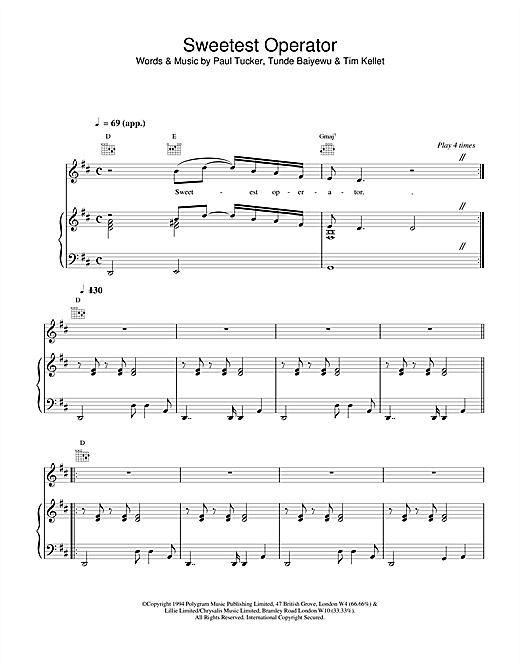 Learn to play The Lighthouse Family Sweetest Operator sheet music for Piano, Vocal & Guitar (Right-Hand Melody) in minutes. The Lighthouse Family Sweetest Operator sheet music notes and chords. Download Printable PDF.