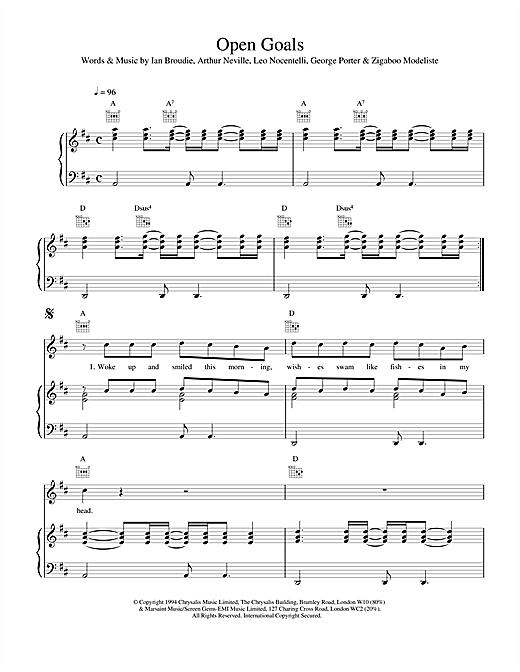 Learn to play The Lightning Seeds Open Goals sheet music for Piano, Vocal & Guitar (Right-Hand Melody) in minutes. The Lightning Seeds Open Goals sheet music notes and chords. Download Printable PDF.