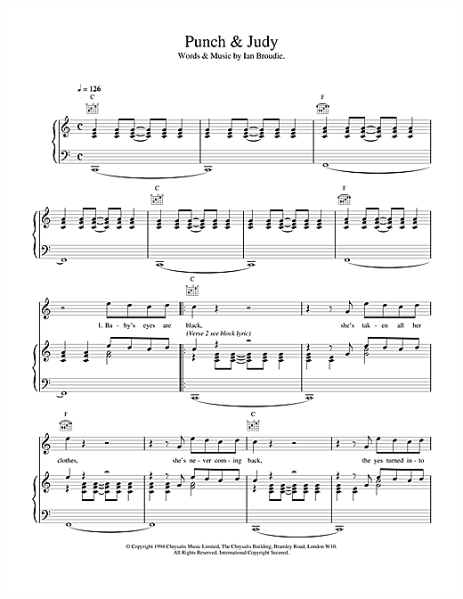 Learn to play The Lightning Seeds Punch & Judy sheet music for Piano, Vocal & Guitar (Right-Hand Melody) in minutes. The Lightning Seeds Punch & Judy sheet music notes and chords. Download Printable PDF.