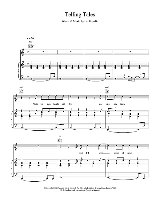 Learn to play The Lightning Seeds Telling Tales sheet music for Piano, Vocal & Guitar (Right-Hand Melody) in minutes. The Lightning Seeds Telling Tales sheet music notes and chords. Download Printable PDF.