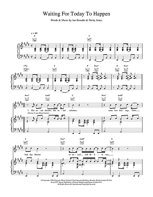 Learn to play The Lightning Seeds Waiting For Today To Happen sheet music for Piano, Vocal & Guitar (Right-Hand Melody) in minutes. The Lightning Seeds Waiting For Today To Happen sheet music notes and chords. Download Printable PDF.