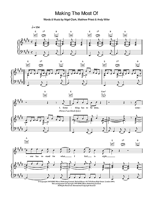 Learn to play Dodgy Making The Most Of sheet music for Piano, Vocal & Guitar (Right-Hand Melody) in minutes. Dodgy Making The Most Of sheet music notes and chords. Download Printable PDF.