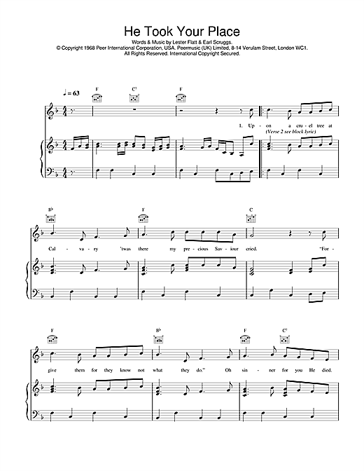 Learn to play Daniel O'Donnell He Took Your Place sheet music for Piano, Vocal & Guitar (Right-Hand Melody) in minutes. Daniel O'Donnell He Took Your Place sheet music notes and chords. Download Printable PDF.