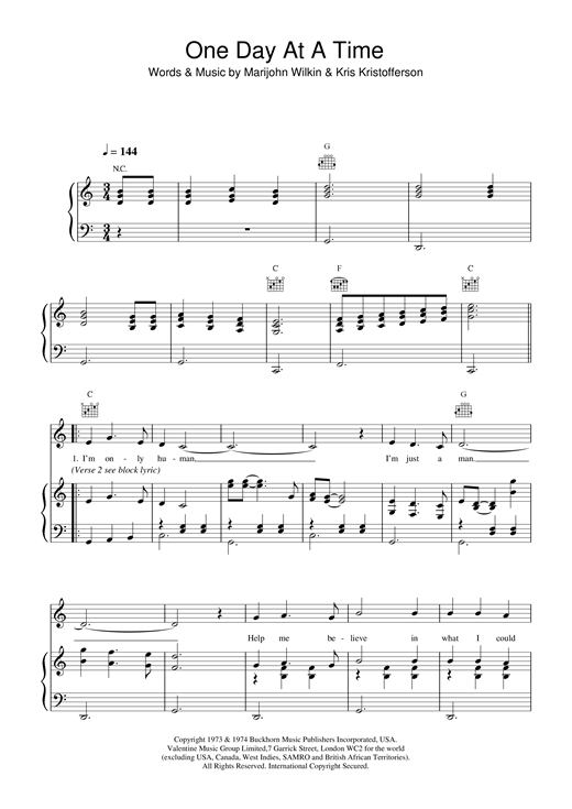 Learn to play Daniel O'Donnell One Day At A Time sheet music for Piano, Vocal & Guitar (Right-Hand Melody) in minutes. Daniel O'Donnell One Day At A Time sheet music notes and chords. Download Printable PDF.