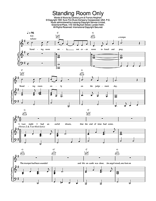 Learn to play Daniel O'Donnell Standing Room Only sheet music for Piano, Vocal & Guitar (Right-Hand Melody) in minutes. Daniel O'Donnell Standing Room Only sheet music notes and chords. Download Printable PDF.