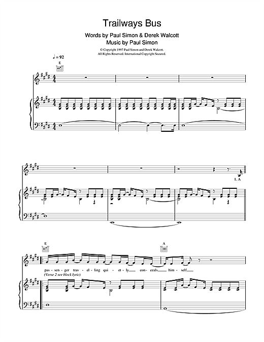 Learn to play Paul Simon Trailways Bus sheet music for Piano, Vocal & Guitar in minutes. Paul Simon Trailways Bus sheet music notes and chords. Download Printable PDF.