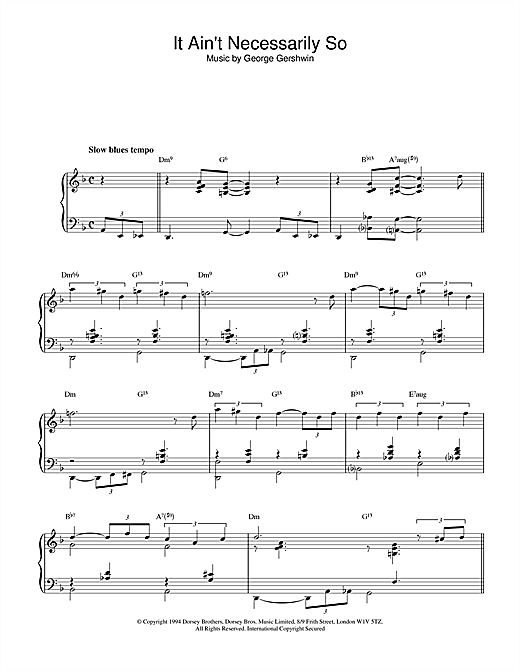Learn to play Sammy Cahn It Ain't Necessarily So sheet music for Piano in minutes. Sammy Cahn It Ain't Necessarily So sheet music notes and chords. Download Printable PDF.
