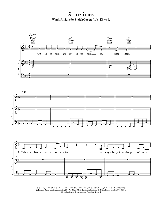 Learn to play The Brand New Heavies Sometimes sheet music for Piano, Vocal & Guitar in minutes. The Brand New Heavies Sometimes sheet music notes and chords. Download Printable PDF.