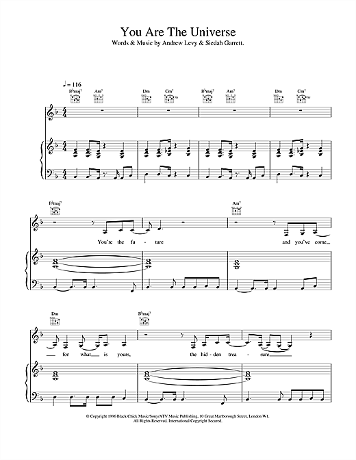 Learn to play The Brand New Heavies You Are The Universe sheet music for Piano, Vocal & Guitar in minutes. The Brand New Heavies You Are The Universe sheet music notes and chords. Download Printable PDF.