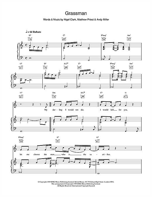 Learn to play Dodgy Grassman sheet music for Piano, Vocal & Guitar (Right-Hand Melody) in minutes. Dodgy Grassman sheet music notes and chords. Download Printable PDF.