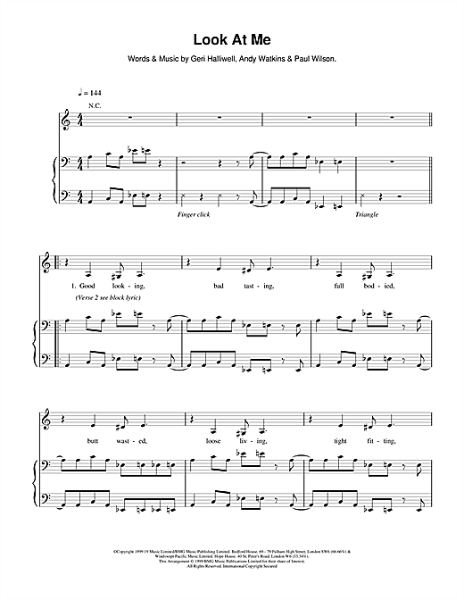 Learn to play Geri Halliwell Look At Me sheet music for Piano, Vocal & Guitar in minutes. Geri Halliwell Look At Me sheet music notes and chords. Download Printable PDF.