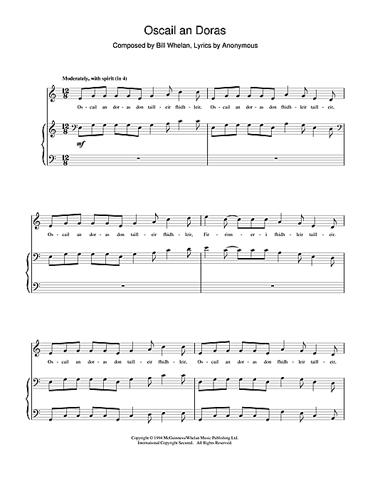 Learn to play Bill Whelan Oscail an Doras (from Riverdance) sheet music for Piano in minutes. Bill Whelan Oscail an Doras (from Riverdance) sheet music notes and chords. Download Printable PDF.