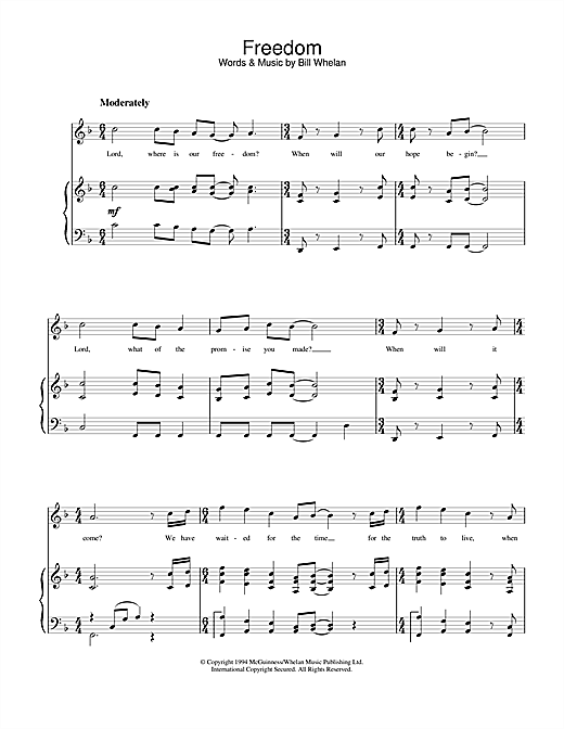 Learn to play Bill Whelan Freedom (from Riverdance) sheet music for Piano in minutes. Bill Whelan Freedom (from Riverdance) sheet music notes and chords. Download Printable PDF.