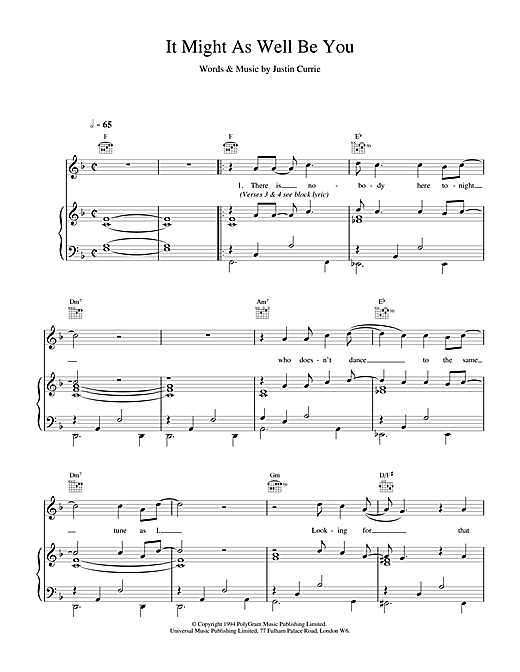 Learn to play Del Amitri It Might As Well Be You sheet music for Piano, Vocal & Guitar (Right-Hand Melody) in minutes. Del Amitri It Might As Well Be You sheet music notes and chords. Download Printable PDF.