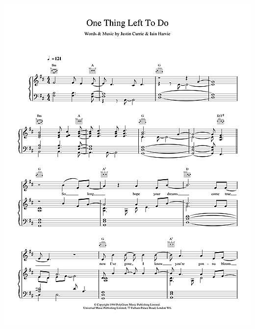 Learn to play Del Amitri One Thing Left To Do sheet music for Piano, Vocal & Guitar (Right-Hand Melody) in minutes. Del Amitri One Thing Left To Do sheet music notes and chords. Download Printable PDF.