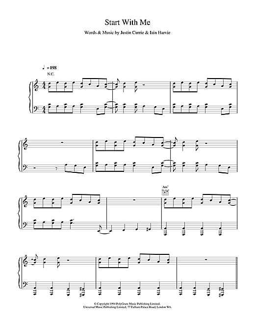 Learn to play Del Amitri Start With Me sheet music for Piano, Vocal & Guitar (Right-Hand Melody) in minutes. Del Amitri Start With Me sheet music notes and chords. Download Printable PDF.