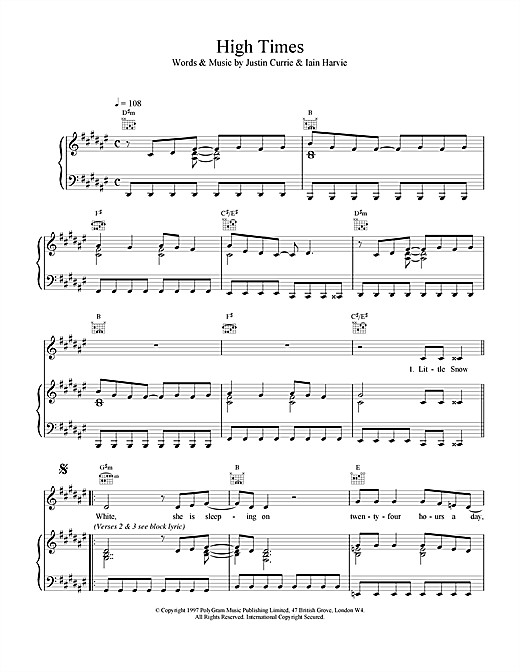 Learn to play Del Amitri High Times sheet music for Piano, Vocal & Guitar (Right-Hand Melody) in minutes. Del Amitri High Times sheet music notes and chords. Download Printable PDF.