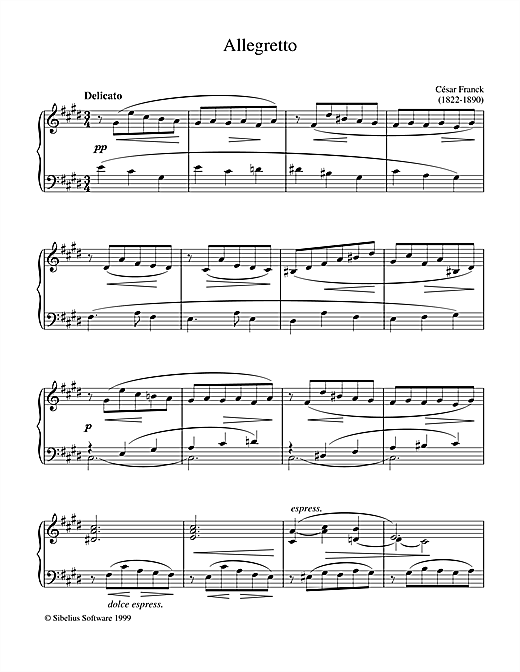 Learn to play César Franck Allegretto sheet music for Piano in minutes. César Franck Allegretto sheet music notes and chords. Download Printable PDF.