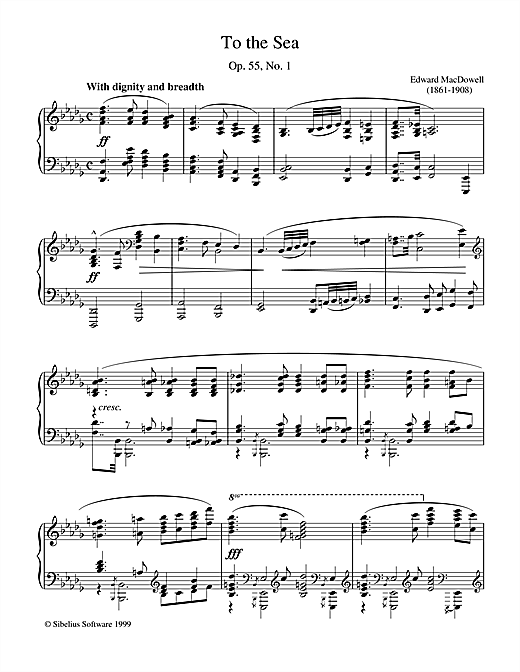 Learn to play Edward MacDowell To The Sea sheet music for Piano in minutes. Edward MacDowell To The Sea sheet music notes and chords. Download Printable PDF.
