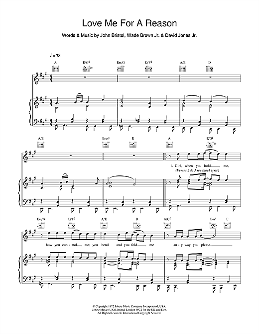 Learn to play Boyzone Love Me For A Reason sheet music for Piano, Vocal & Guitar (Right-Hand Melody) in minutes. Boyzone Love Me For A Reason sheet music notes and chords. Download Printable PDF.