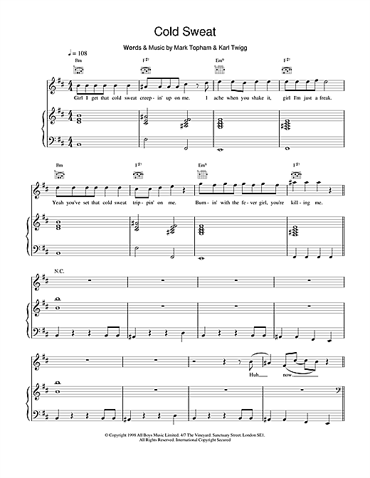 Learn to play Five Cold Sweat sheet music for Piano, Vocal & Guitar in minutes. Five Cold Sweat sheet music notes and chords. Download Printable PDF.