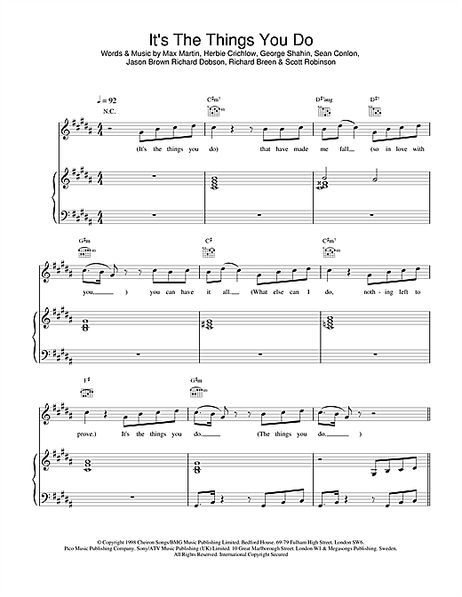 Learn to play Five Its The Things You Do sheet music for Piano, Vocal & Guitar in minutes. Five Its The Things You Do sheet music notes and chords. Download Printable PDF.