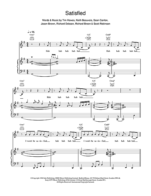 Learn to play Five Satisfied sheet music for Piano, Vocal & Guitar in minutes. Five Satisfied sheet music notes and chords. Download Printable PDF.