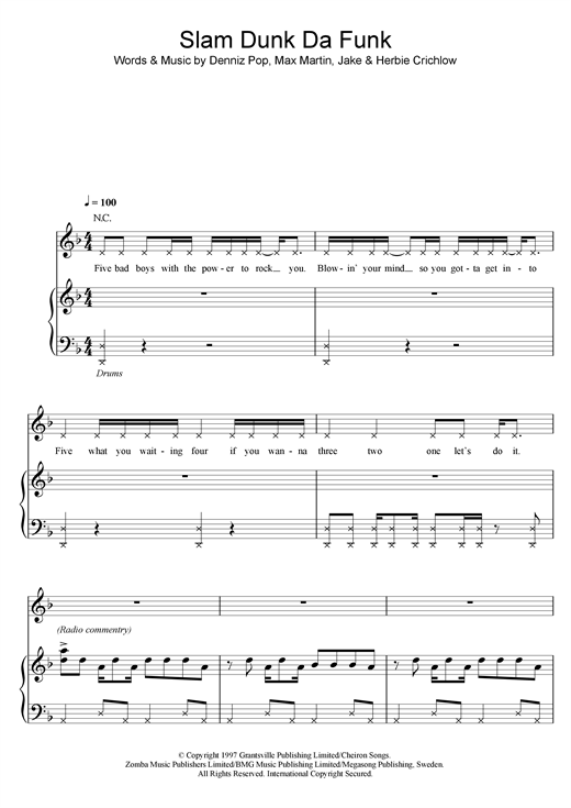 Learn to play Five Slam Dunk Da Funk sheet music for Piano, Vocal & Guitar in minutes. Five Slam Dunk Da Funk sheet music notes and chords. Download Printable PDF.