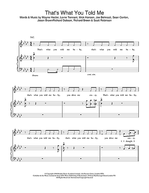 Learn to play Five That's What You Told Me sheet music for Piano, Vocal & Guitar in minutes. Five That's What You Told Me sheet music notes and chords. Download Printable PDF.