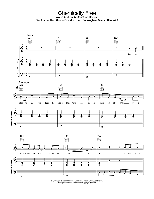 Learn to play The Levellers Chemically Free sheet music for Piano, Vocal & Guitar in minutes. The Levellers Chemically Free sheet music notes and chords. Download Printable PDF.