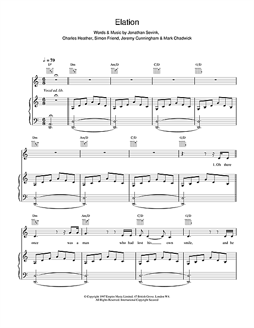 Learn to play The Levellers Elation sheet music for Piano, Vocal & Guitar in minutes. The Levellers Elation sheet music notes and chords. Download Printable PDF.
