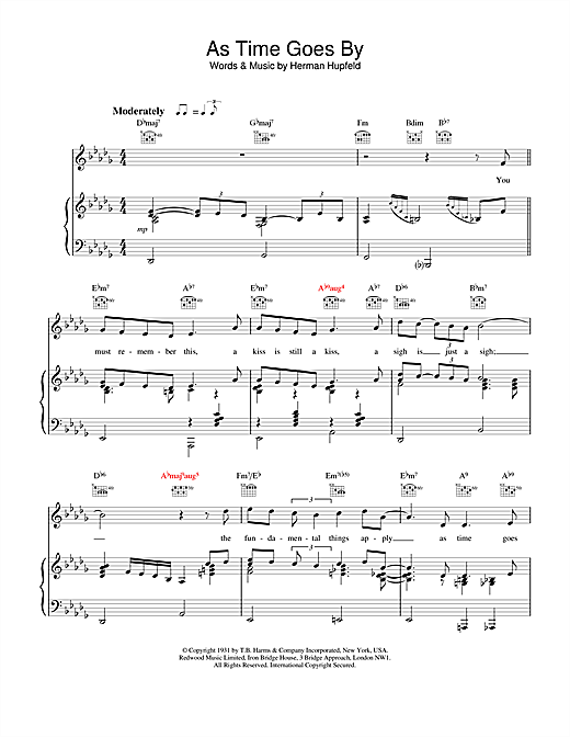 Learn to play M People As Time Goes By sheet music for Piano, Vocal & Guitar (Right-Hand Melody) in minutes. M People As Time Goes By sheet music notes and chords. Download Printable PDF.