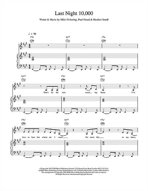 Learn to play M People Last Night 10,000 sheet music for Piano, Vocal & Guitar in minutes. M People Last Night 10,000 sheet music notes and chords. Download Printable PDF.