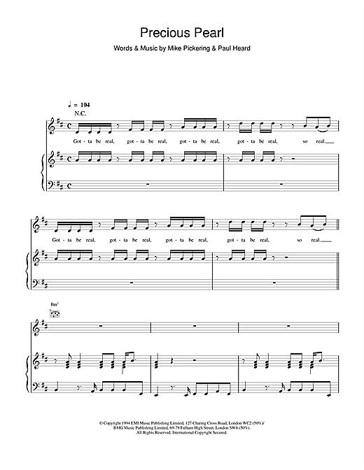 Learn to play M People Precious Pearl sheet music for Piano, Vocal & Guitar (Right-Hand Melody) in minutes. M People Precious Pearl sheet music notes and chords. Download Printable PDF.