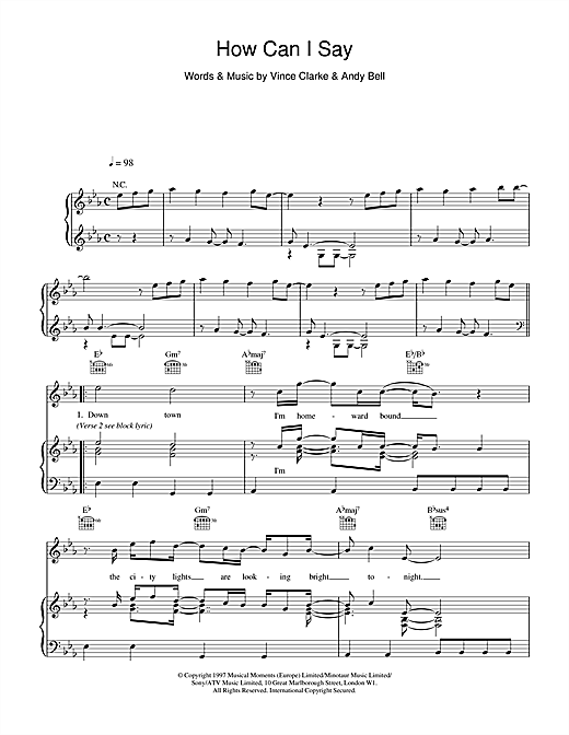 Learn to play Erasure How Can I Say sheet music for Piano, Vocal & Guitar (Right-Hand Melody) in minutes. Erasure How Can I Say sheet music notes and chords. Download Printable PDF.