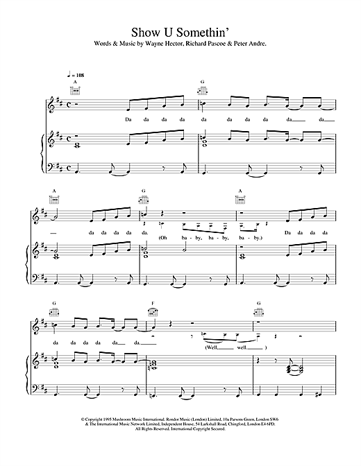 Learn to play Peter Andre Show U Somethin sheet music for Piano, Vocal & Guitar (Right-Hand Melody) in minutes. Peter Andre Show U Somethin sheet music notes and chords. Download Printable PDF.