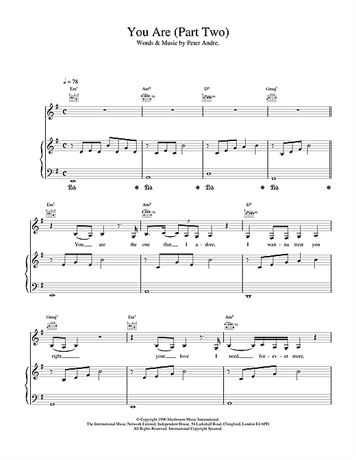 Learn to play Peter Andre You Are sheet music for Piano, Vocal & Guitar in minutes. Peter Andre You Are sheet music notes and chords. Download Printable PDF.