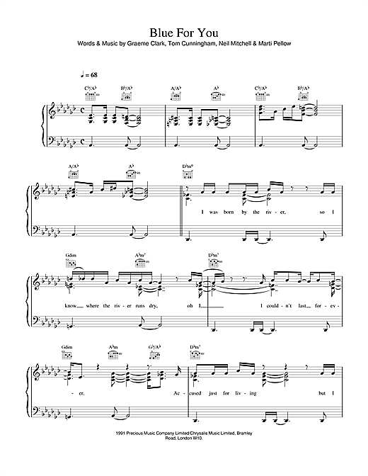 Learn to play Wet Wet Wet Blue For You sheet music for Piano, Vocal & Guitar (Right-Hand Melody) in minutes. Wet Wet Wet Blue For You sheet music notes and chords. Download Printable PDF.