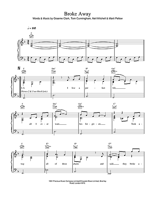 Learn to play Wet Wet Wet Broke Away sheet music for Piano, Vocal & Guitar (Right-Hand Melody) in minutes. Wet Wet Wet Broke Away sheet music notes and chords. Download Printable PDF.